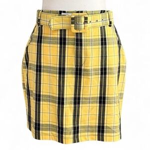 Hollister Yellow Plaid Ultra High Rise Mini Skirt Size S